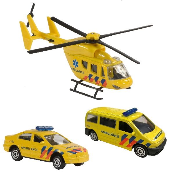 112 Ambulance Speelset 3-delig - Auto s/Vliegtuigen enz. - Basic- 8.09€ bij Bobby &amp; Caro