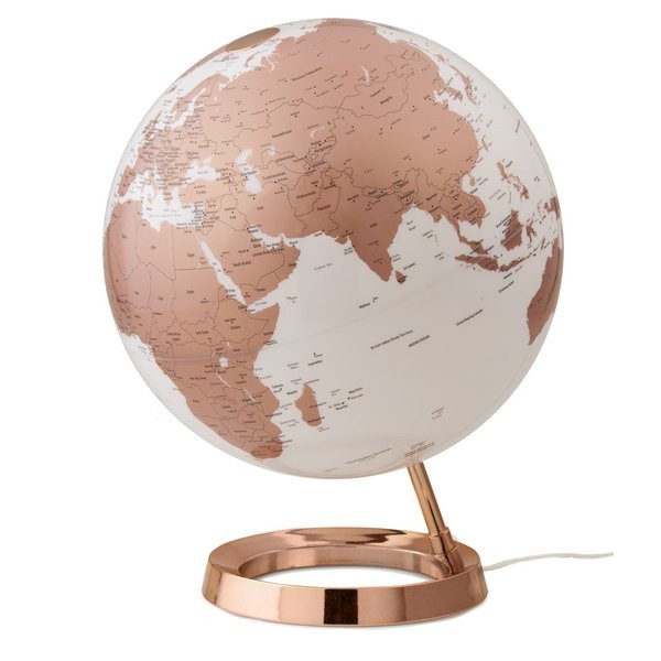 Atmosphere NR-0331F7NU-GB Globe Bright Copper 30cm Diameter Kunststof Voet Engelstalig - Globes - Atmosphere- 98.65€ bij Bobby &amp; Caro