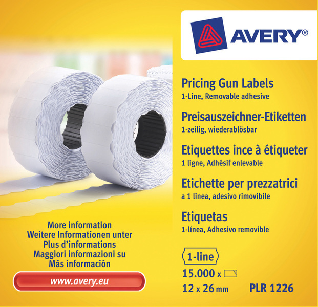 Avery AV-PLR1226 Prijstangetiketten Non-permanent 26x12mm Wit 10 Rol In Doos - Zakelijke Artikelen - Avery- 35.35€ bij Bobby &amp; Caro