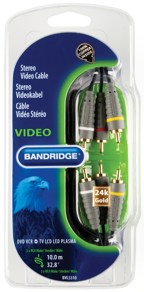 Bandridge Bvl5310 Stereo Video Kabel 10.0 M - Video Kabels - Bandridge- 37.90€ bij Bobby &amp; Caro