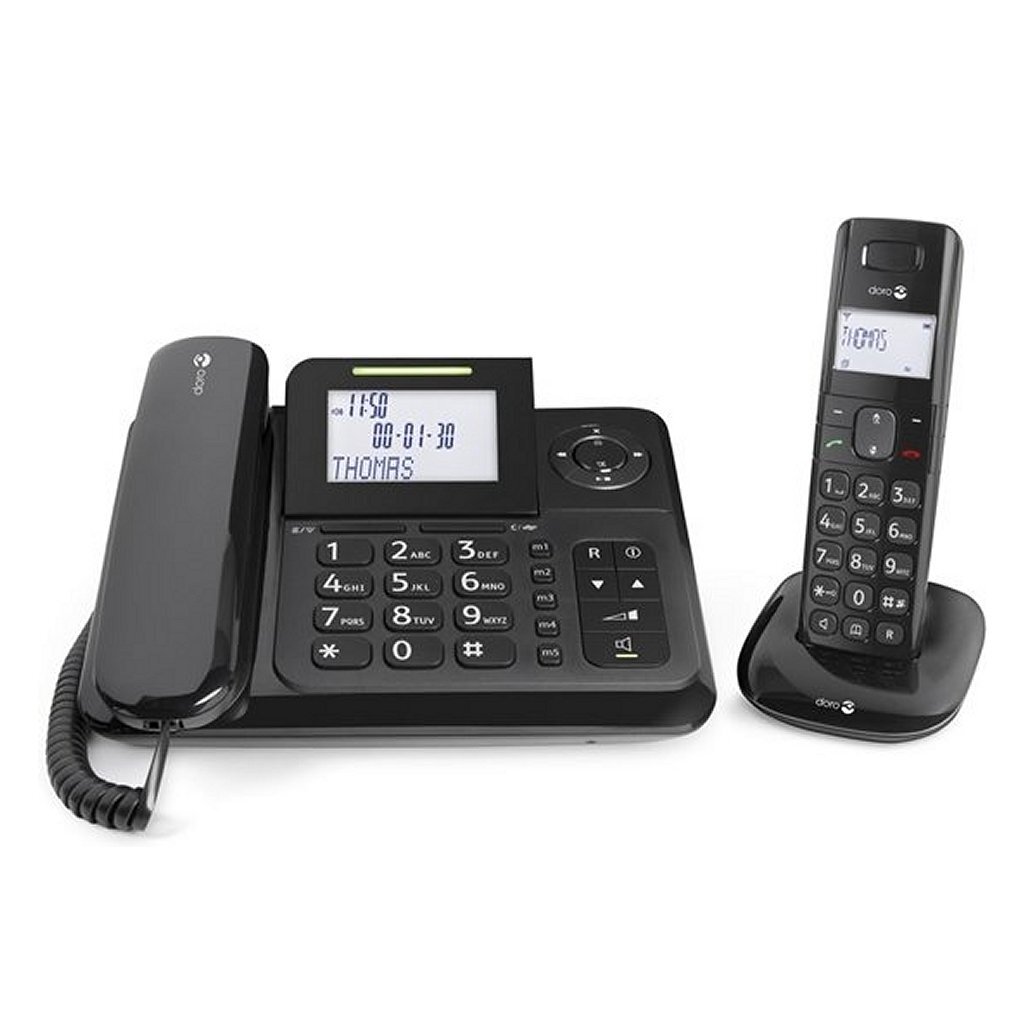 Doro COMFORT4005 Vaste + DECT Telefoon Zwart - Draadloze Telefoons - Doro- 91.25€ bij Bobby &amp; Caro