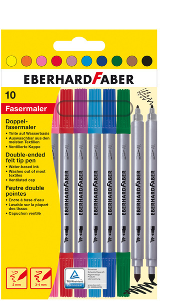 Eberhard Faber EF-550010 Viltstiften Duo 0,8+1-3mm Assorti Etui à 10stuks - Viltstiften - Eberhard Faber- 3.19€ bij Bobby &amp; Caro