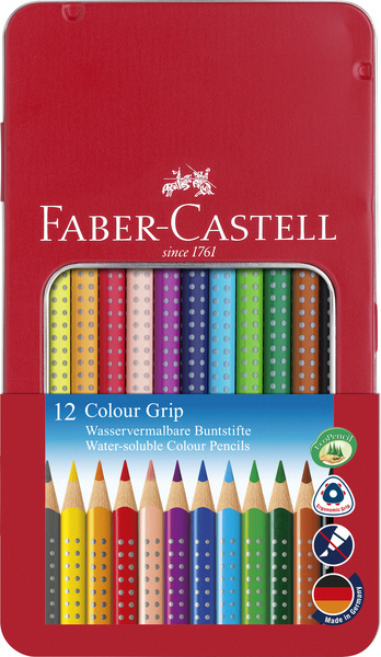Faber Castell FC-112413 Kleurpotlood Faber-Castell GRIP Metalen Etui A 12 Stuks - Kleurpotloden - Faber Castell- 11.19€ bij Bobby &amp; Caro