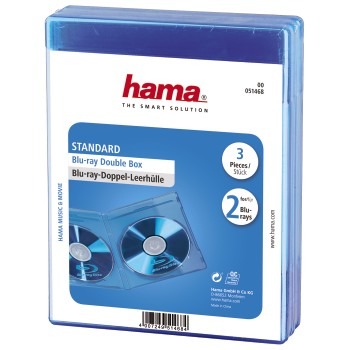 Hama BluRay Dubbelbox 3Pak Blauw - CD/DVD Boxen + Rekken - Hama- 4.25€ bij Bobby &amp; Caro