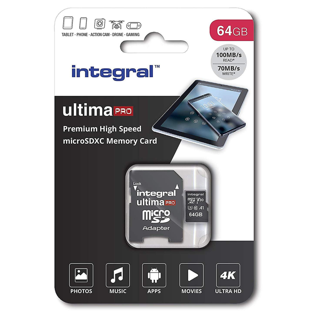 Integral Micro-sdxc V30 100/70mb 64gb - Memory Cards - Integral- 15.35€ bij Bobby &amp; Caro