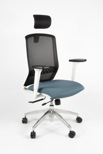 Linea Fabbrica Tekna White 01/PT Zwart/Antraciet Bureaustoel met 3D Armleuning + Hoofdsteun