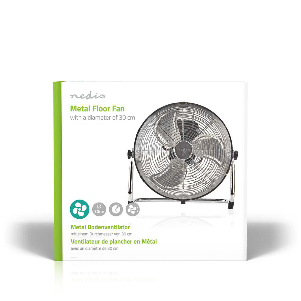 Nedis FNFL10CCR30 Vloerventilator Diameter 30 Cm 3 Snelheden Chroom - Huishouden - Nedis- 53.05€ bij Bobby &amp; Caro