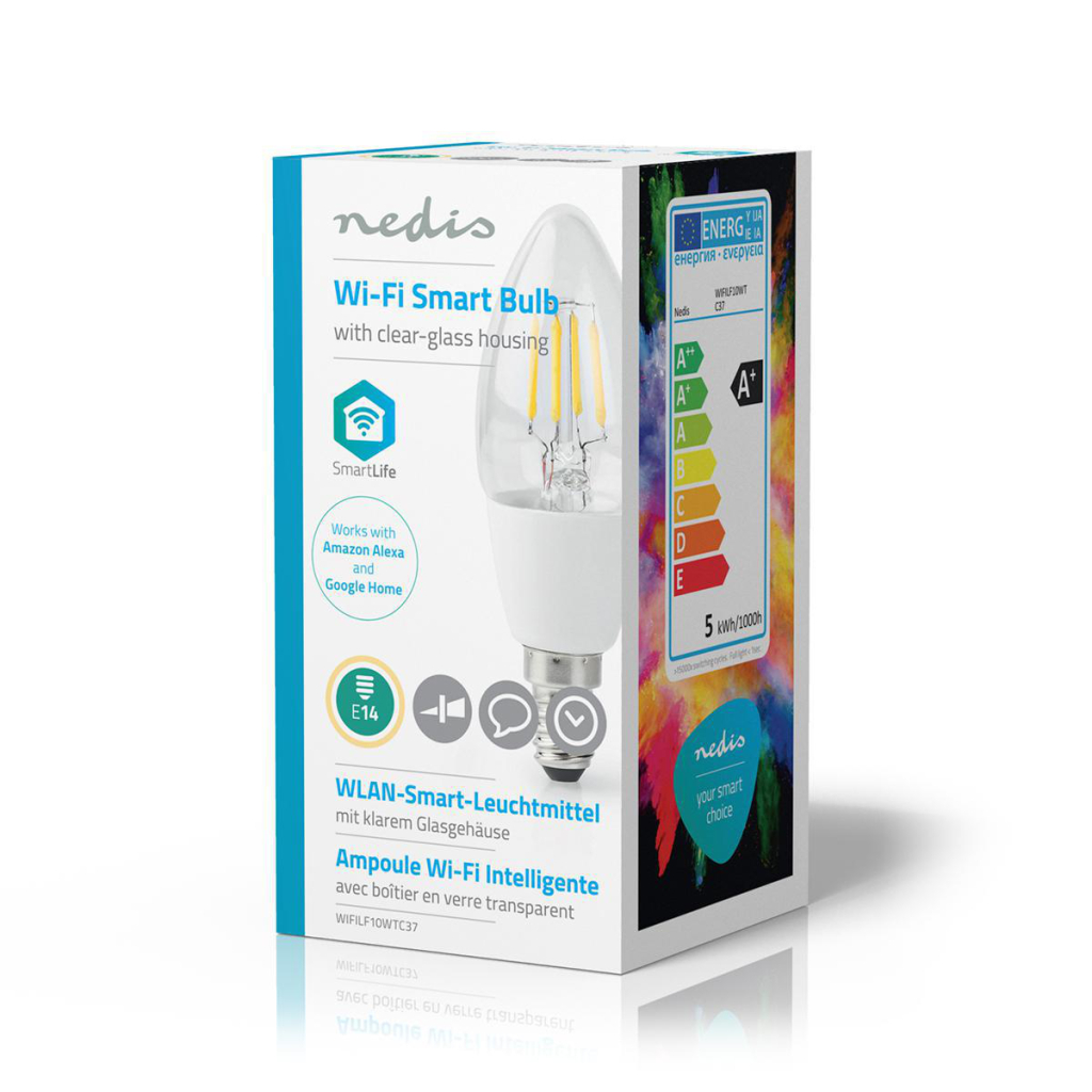 Nedis WIFILF10WTC37 Wi-fi Smart Led-lamp E14 C37 5 W 400 Lm Wit - Slimme Verlichting - Nedis- 14.90€ bij Bobby &amp; Caro