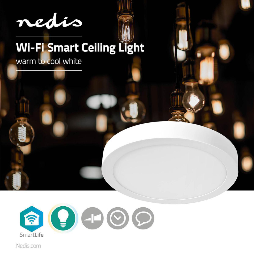 Nedis WIFILAW20WT Wi-fi Smart Plafondlamp Rond ø 30 Cm Warm Tot Koel Wit 1200 Lm 18 W Slank Design Aluminium - Slimme Verlichting - Nedis- 41.90€ bij Bobby &amp; Caro