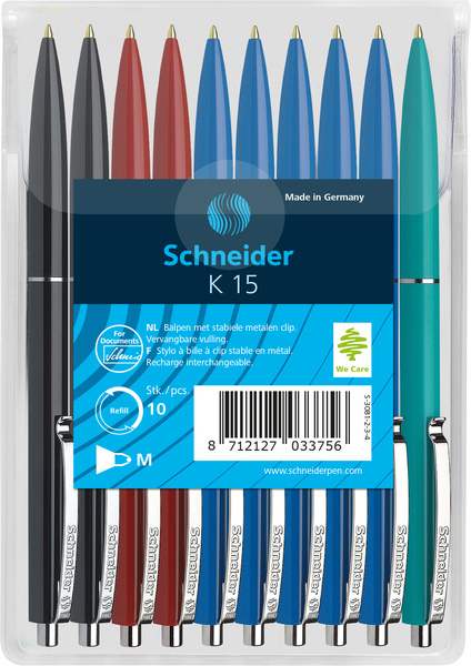 Schneider S-3081-2-3-4 Balpen K15 10s Assorti Kleuren In Headerbag - Pennen - Schneider- 3.75€ bij Bobby &amp; Caro